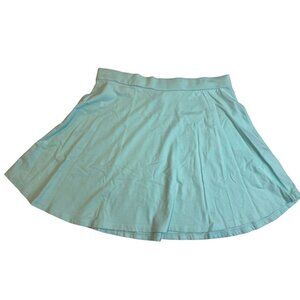 Heart Hips Pleated A-Line Mini Skirt Cotton Women's Sea Green Size Large